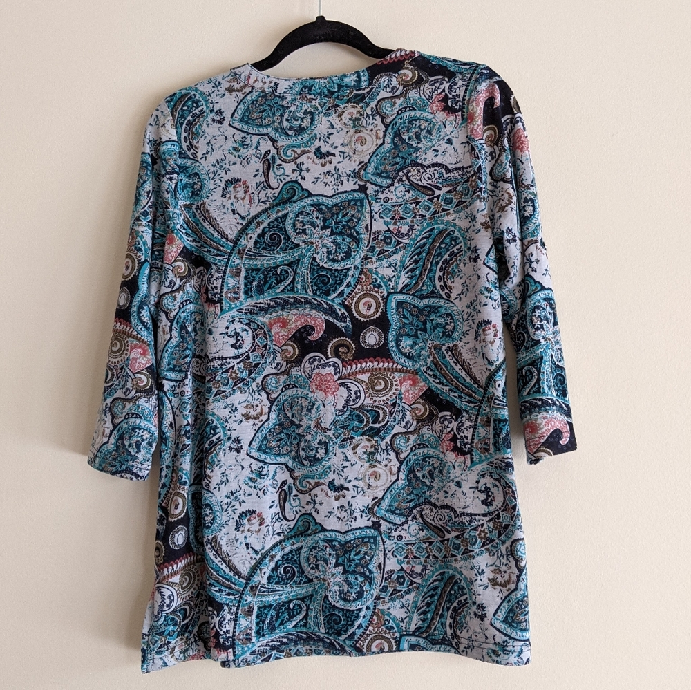 Cleo Petite - blue & pink paisley shirt - Picture 7 of 9